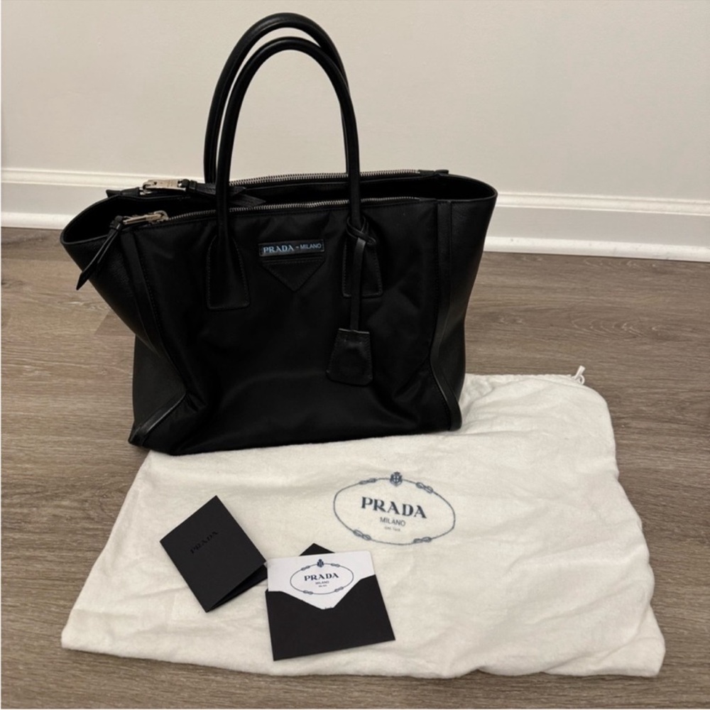 Authentic Prada black nylon leather bag